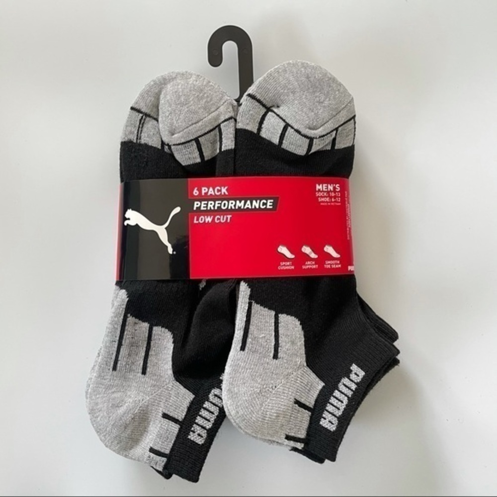 Puma men’s low cut socks 6 pack size 6-12 black